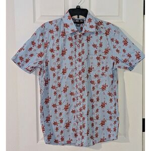 Blink 182 Button Up Shirt Mens‎ Medium Pop Punk Bunny Rabbit Print Blue NWOT